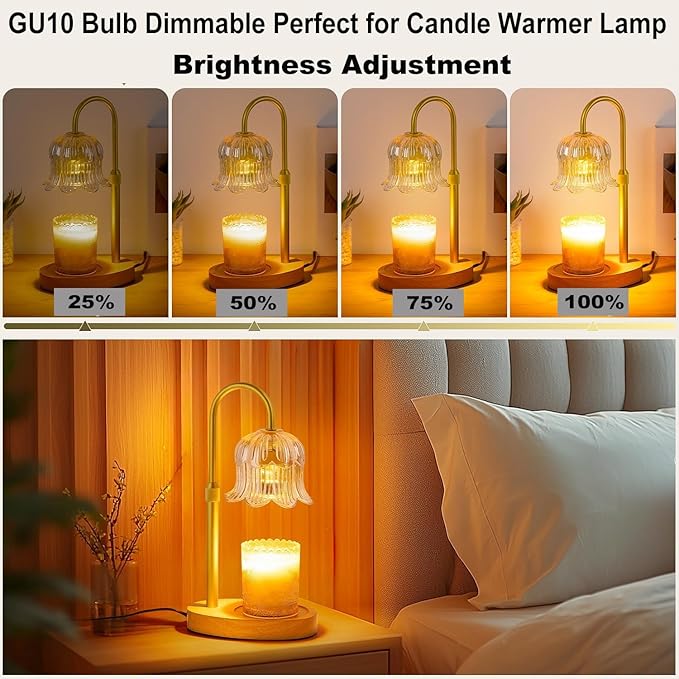Vinaco GU10 C 120V 35W Bulb Dimmable, 6 Pack High Output 380LM GU10 C 110V 35W Candle Warmer Warm White 2800K, Long Lasting GU 10 Halogen Bulbs No Flicker for Candle Warmer Lamp & Track Lighting