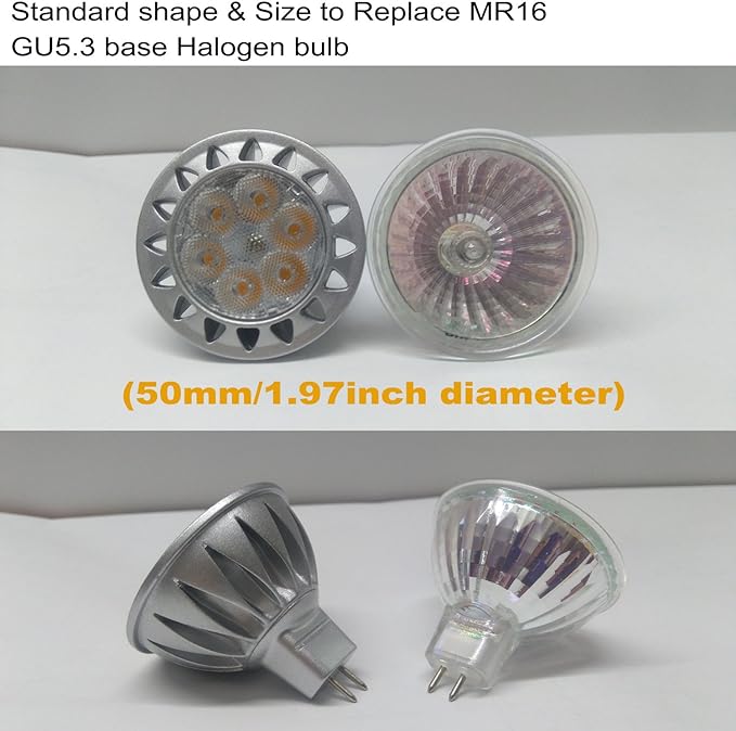 ALIDE MR16 7W GU5.3 Led Bulbs Replace 50W-75W Halogen Equivalent,2700K Warm White,12V Low Voltage MR16 Bulb Spotlight for Outdoor Landscape Flood Track Recessed Lighting,560lm,38 Deg,6 Pack