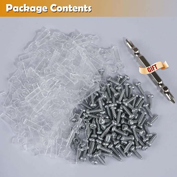 100 Pack Strip Light Mounting Brackets,Fixing Clips,One-Side Fixing,100 Screws Included (for 10mm Wide Non-Waterproof Strip Lights)