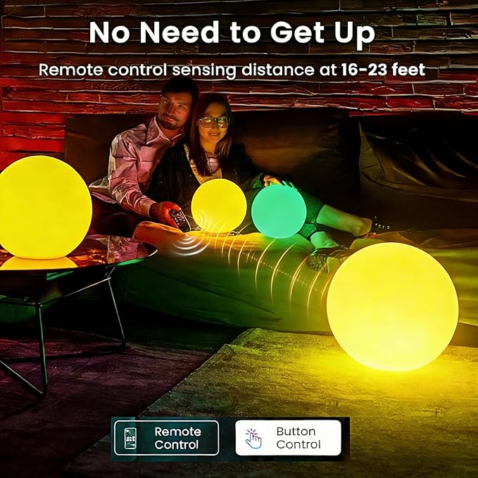 LOFTEK 20-inch LED Large Dimmable Light Ball: RGB 16 Color Changing Glow Ball with Remote Control, Waterproof Floating Pool Lights, Rechargeable for Nursery, Pool, Garden Decor