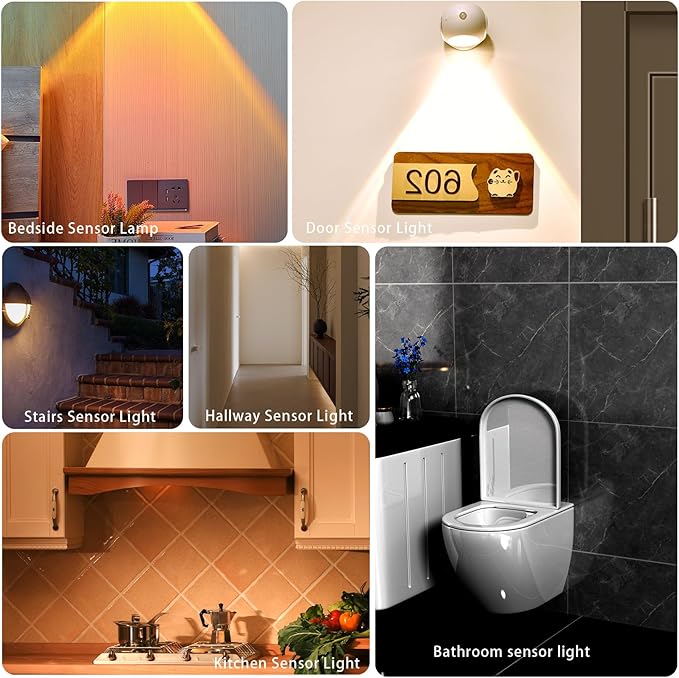 Sunset Lamp Projector, 11 Colors Changing Motion Activated Sensor RGB Lights with Button Switch Control, USB Recharging & Battery Power 350° Rotation Night Light, Led Lights for Bedroom Decor (White)