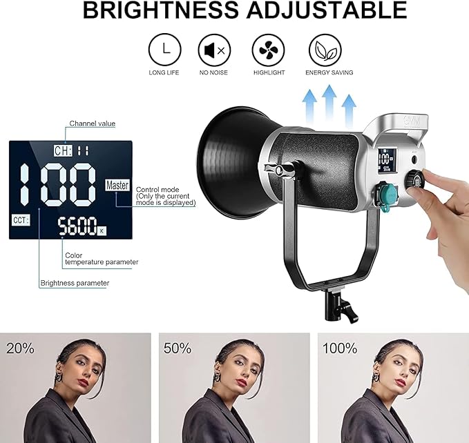 GVM 200W LED Video Light with Softbox, SD200D Photography Studio Lighting Kit with Bluetooth/DMX Control, 93000lux@0.5m 3200K-5600K Bi-Color Continuous Output Lighting for YouTube, Video, Filming