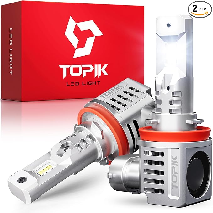 TOPIK T26 H11/H9 LED Bulbs 900% Brighter 36000LM 6500K Cool White, Plug N Play with 50000Hrs Lifespan, No Flicker, 99% Compatibility, H8/H9 Light for Off-Road Use or Fog Light, 2PCS