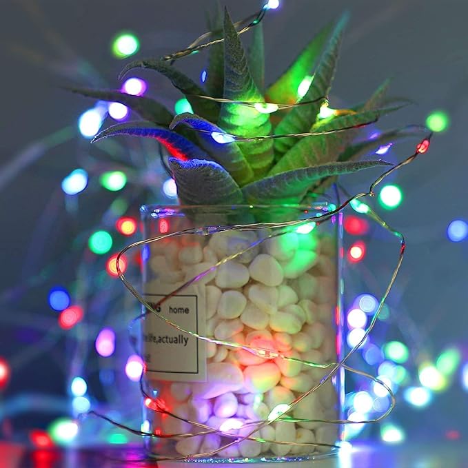 Sanniu Led Fairy Lights Battery Operated, 4 Packs Mini Battery Powered Copper Wire Starry String Lights for Christmas,Bedroom,Wedding,Parties,Patio,Indoor,Home Decoration (5m/16ft Multicolor)