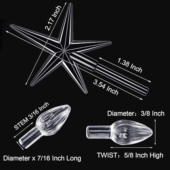 201 Pieces Plastic Ceramic Christmas Tree Lights Replacement Tree Bulbs for Christmas Ornaments, Light and Star Shape