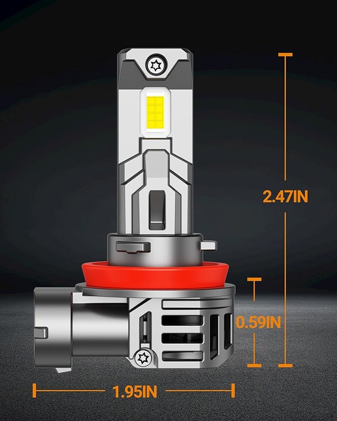 SEALIGHT H11 Bulb, 30000LM 6500K Cool White with Cooling Fan, 1:1 Mini Size H8 H9 Fog Bulbs, 3-Min Plug-N-Play, Pack of 2