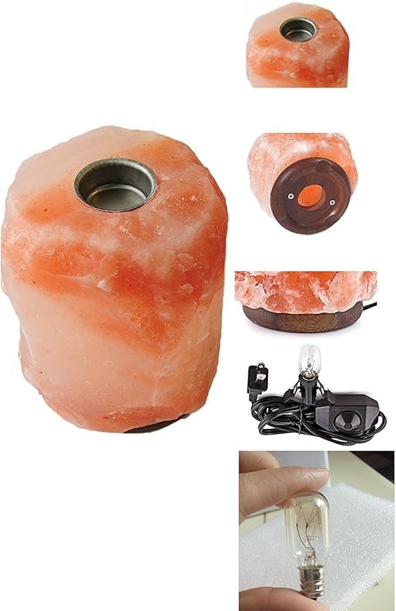 AMOYSTONE Medium Aromatherapy Salt Lamp with Essential Oil Tray, Hand Carved Himalayan Rock for Desk Decor(4-6 lbs)