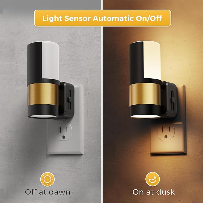 L LOHAS LED Night Lights Plug into Wall with Dusk to Dawn Sensor, Dimmable Night Light with 0-100lm Stepless Dimming, Rotating Plug in Night Light, 3000K Soft White, 2 Pack