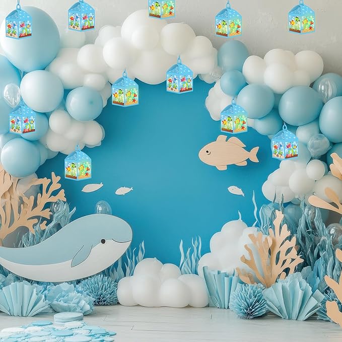 12 Sets Under The Sea Crafts with LED Candle Light DIY Summer Fish Fishbowl Tissue Paper Crafts Kits Make Your Own Under The Sea Party Aquarium for Summer Home Activities