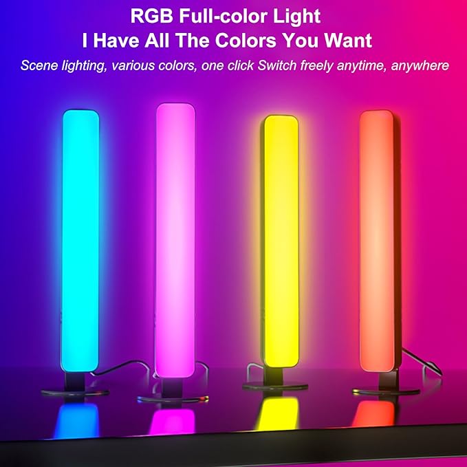 Smart RGB LED Light Bars for Gaming Desk & PC Monitor - 10 Inches Stereoscopic/Horizontal Placement, 16 Million Colors with Music Sync, Remote Control, 15 Modes, USB Powered TV Backlights