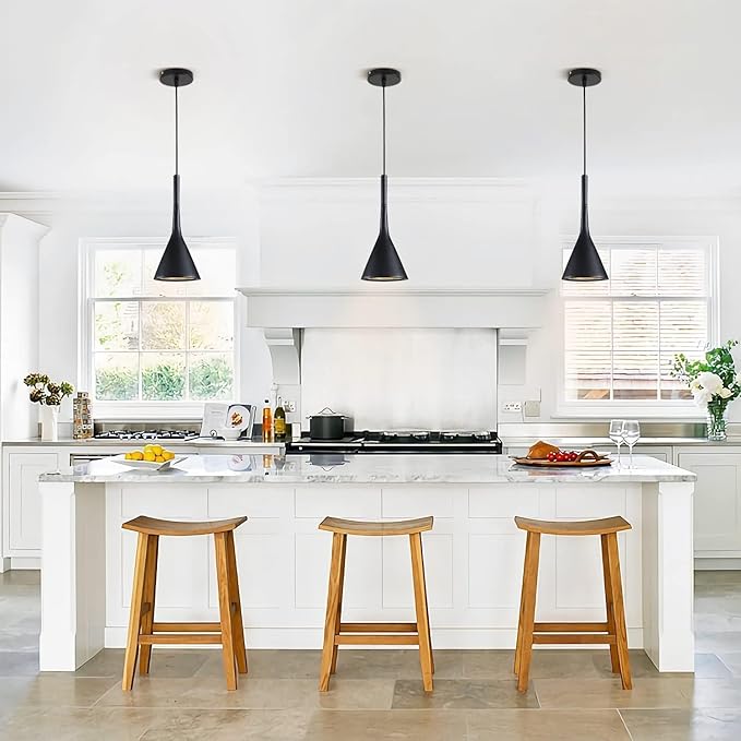 KCO Lighting Farmhouse Black Cone Pendant Light 1-Light Small Industrial Kitchen Island Pendant Lighting Mid Century Barn Ceiling Pendant Light Fixture Mini Adjustable Hanging Lamp