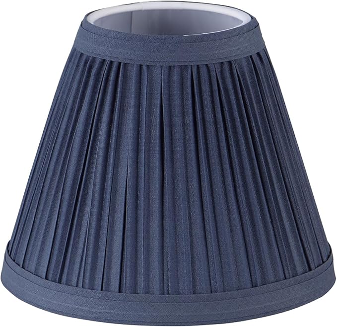 Aspen Creative 33125-5 Small Pleated Empire Shape Chandelier Clip-On Lamp Shade, Navy Blue, 3" Top x 6" Bottom x 5" Slant, 5 Pack