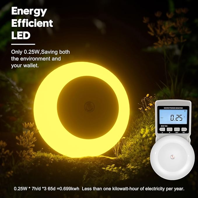 Night Light, Night Lights Plug into Wall, Dusk to Dawn Sensor, Amber Led Night Light 0.5W, 2 Pack Nightlight for Adults, Bedroom, Bathroom, Hallway, Kitchen