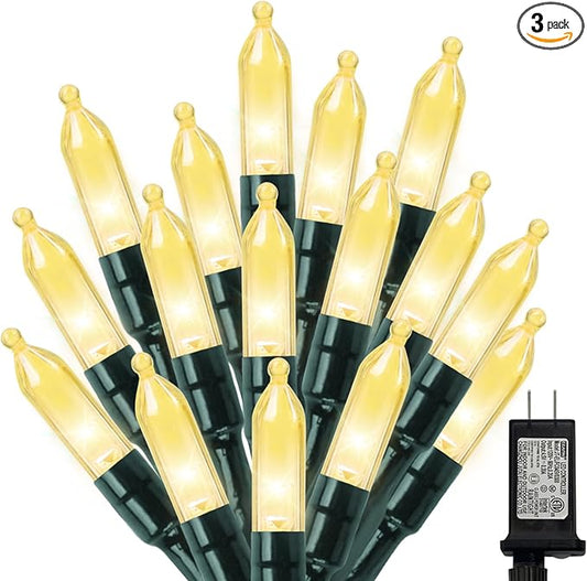 LAMPHOME Warm White Christmas Mini Lights, 32.5FT 100 LED String Lights with 16 Light Modes, Fairy Lights Plug in for Outdoor Xmas Trees Garland Wreath Holiday Decorations