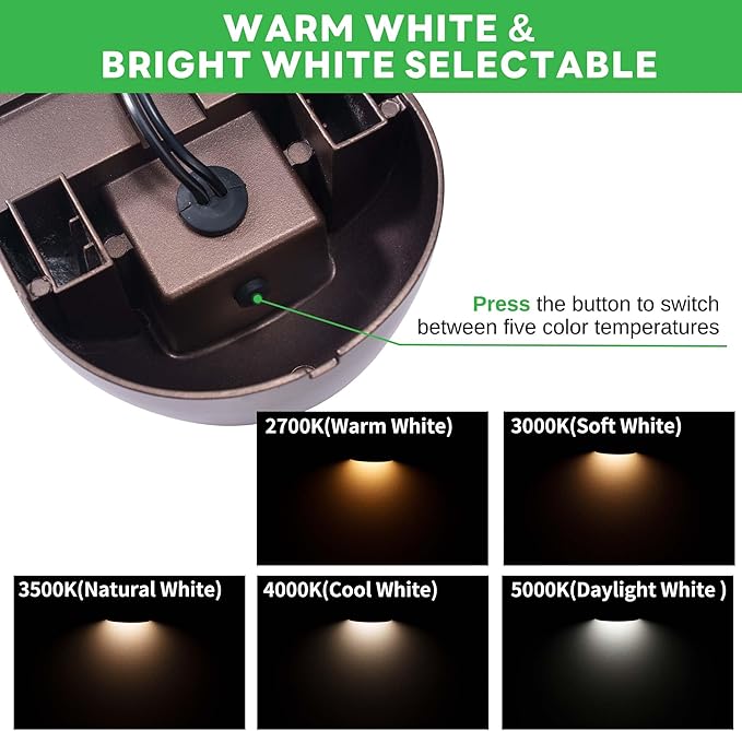 Low Voltage LED Step Lights - 12V Landscape Wired Waterproof Lighting, Outdoor Deck Lights 5 Color Temperature Dimmable, Aluminum Oil-Rubbed Bronze for Wall Garden Handrail 12 Pack