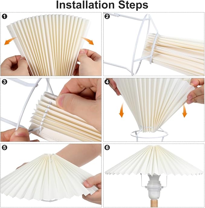 6.3 Inch Umbrella Pleated Linen Lampshade Fabric Cover for Small Bedroom Lamps Pendant and Table Lamp Accessories