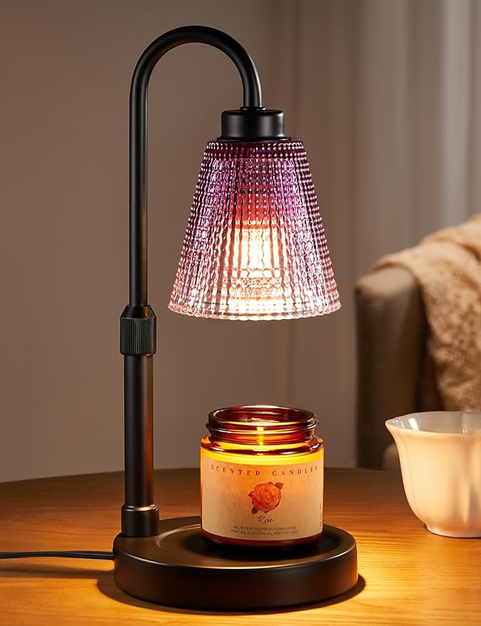 Innqoo Purple Candle Warmer Lamp with Timer, Dimmable Candle Warmer for Home Decor, Height Adjustable Candle Lamp for Jar Candles, Birthday Gifts for Women Mom, House Warming Gifts New Home