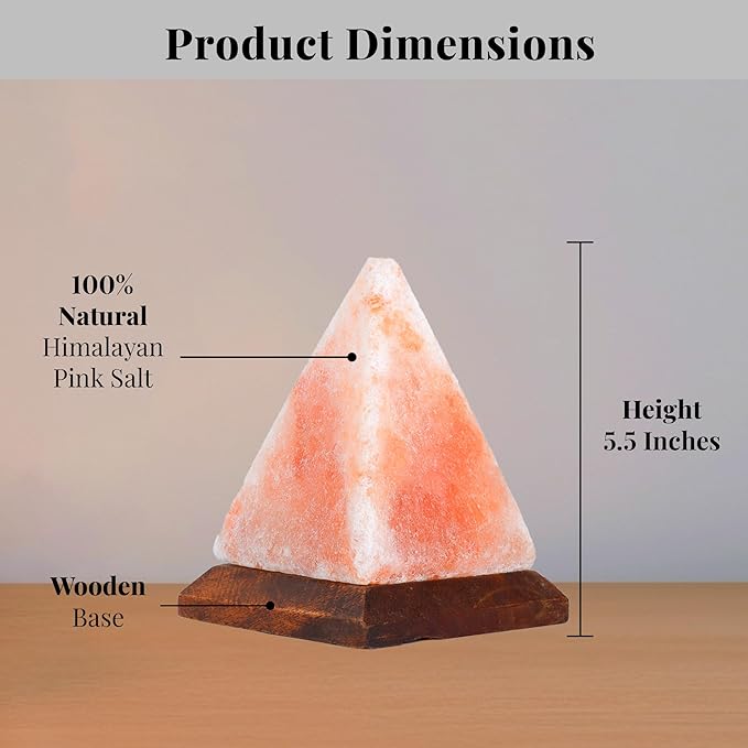 POHS Himalayan USB Mini Salt Lamp, 7 Color Changing LED Bulb, Hand Crafted Crystal Rock Salt Night Light for Home Decor, Desk, and Gift | Premium Quality Wood Base and USB Cable (Pyramid)