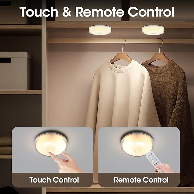 Rechargeable Shower Light No Wiring - 15 Color Changing Mood Light for Shower Bathroom Closet Bedroom Livingroom, 2 Pack