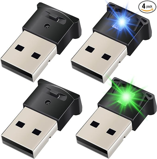 Mini USB LED Car Light, DC 5V Intelligent Interior Car Lights, Atmosphere Lamp for Car, Plug-in Interface, Suitable for Car, Laptop Keyboard, Home Office, Adjustable Brightness (USB-A *4)