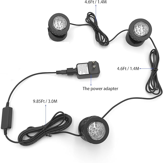 Colored Pond Lights with Timer, APP Control RGB Fountain Light IP68 Waterproof, Dimmable Outdoor Landscape Lights for Fish Tank Pond Fountain Garden (3 Lights)