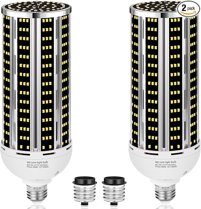 200W 2 pack LED Corn Light Bulb,(2000W Equivalent )Commercial Grade 30500LM DayLight 5000K E26/E39 Medium Mogul Base LED Lamp,Large Area Lights For Outdoor Indoor Garage Warehouse Factory Bay Light