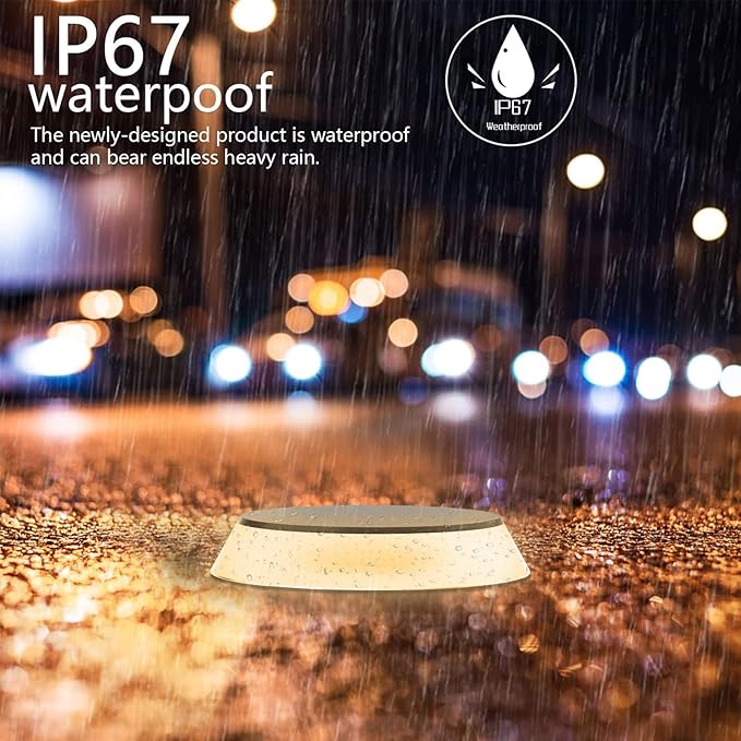 Outdoor In Ground LED Well Lights, Warm White Φ1.36in Low Voltage 12V DC In-Ground Lights, IP67 Waterproof Landscape Lighting for Yard Floor Pathway Driveway Deck Step, 8 Pack