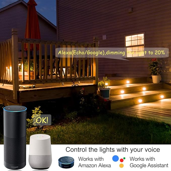 Sumaote Low Voltage LED Deck Lights, 30 Pack φ1.22 Smart WiFi RGBW Recessed Step & Stair Lighting Kit, IP67 Waterproof Outdoor for Under Deck & Walkway, Compatible with Alexa & Google Assistant