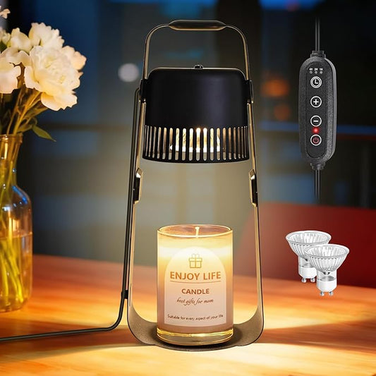 Candle Warmer Lamp with Timer Dimmable: Electric Wax Melter Light for Yankee Candles - Birthday Christmas Gifts for Women Mom, House Warming Gifts New Home Decor Black Metal