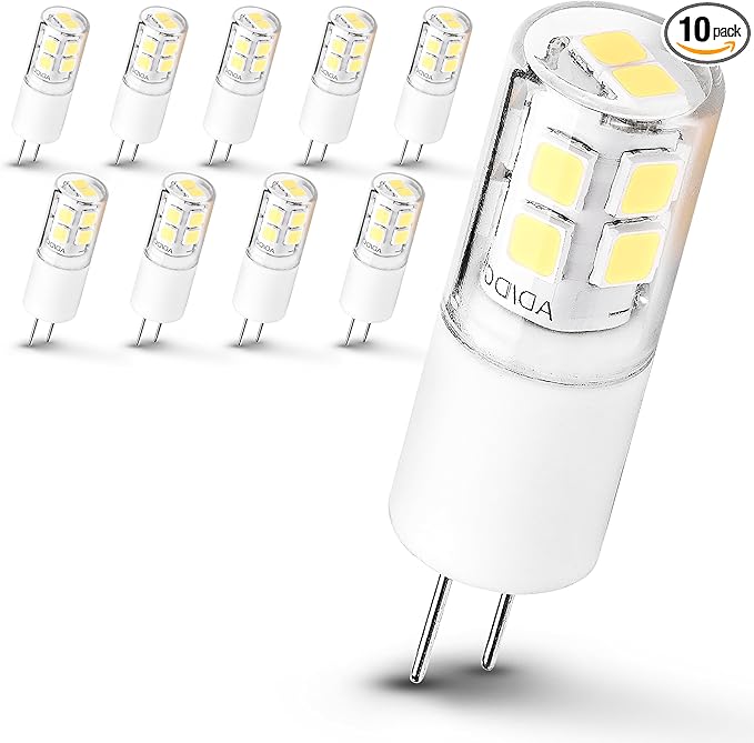 G4 T3 LED RV Camper Trailer Bulbs 3W 12V, G4 20W 30W Halogen Equivalent,6000k Bright Daylight White,Low Voltage JC Bi-Pin Bulbs for Landscape Deck Stair Step Path Lighting,300 LM,(10Pack)