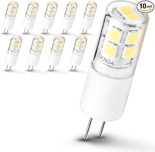 G4 T3 LED RV Camper Trailer Bulbs 3W 12V, G4 20W 30W Halogen Equivalent,6000k Bright Daylight White,Low Voltage JC Bi-Pin Bulbs for Landscape Deck Stair Step Path Lighting,300 LM,(10Pack)