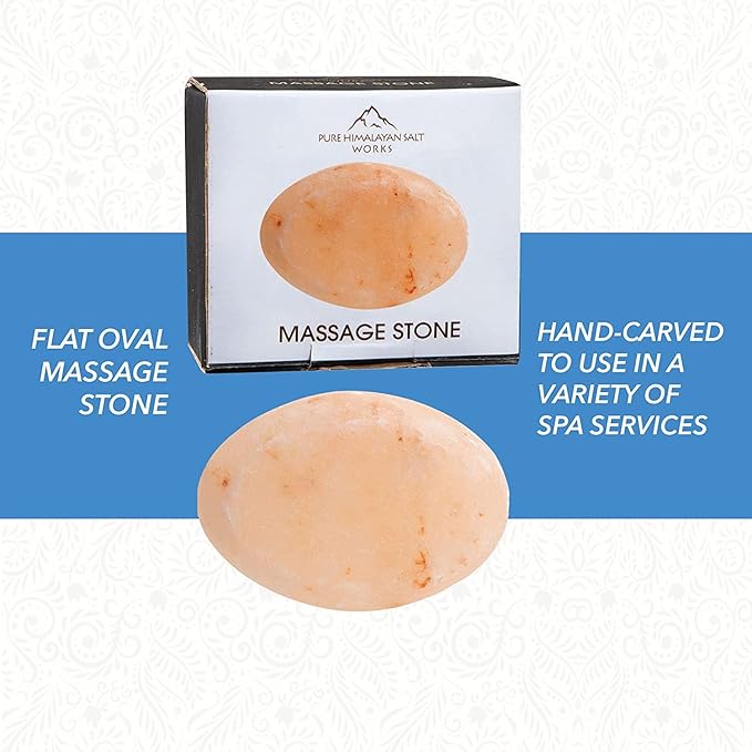 Flat Oval Massage Stone, Pink Crystal Hand-Carved Stone for Massage Therapy, Deodorant and Salt and Sugar Scrubs, 2.5” W x 3.5” L x 1” D