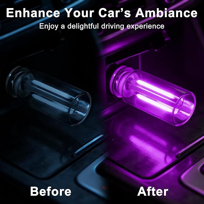Car USB Night Light Touch Dimmable - 2-Pack Retro LED Filament Lamp for Truck Interior, Bedroom & Camping | Glass Bottle Ambiance Lighting (Purple)