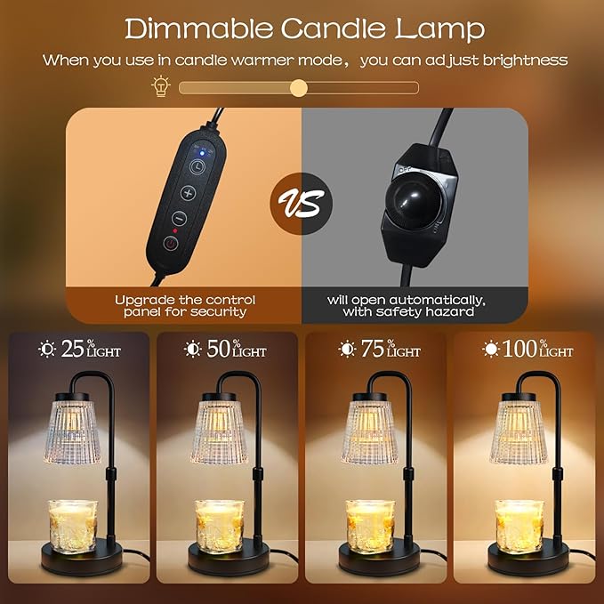 Adjustable Candle Warmer Lamp with Timer: Birthday Valentine Galentine Gifts for Women for House Warming Gifts New Home Decor - Wax Melt Warmer for Jar Candles