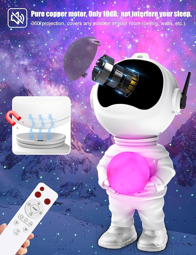 3 in 1 Star Projector with 8 Color Moon Lamp, Astronaut Galaxy Projector, Remote & Timer, 33 Light Effects LED Nebula Night Light for Kids Room Decor, Gift for Teen Boys Girls Birthday
