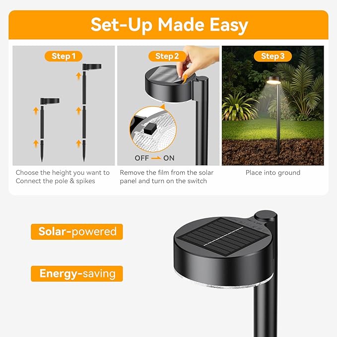 2 Pack Solar Pathway Lights Outdoor, Bright LED Solar Lights Outdoor Waterproof, Up to 12 Hrs Modern Path Lighting for Yard Garden Walkway Driveway Lawn Decor (2 Pack)