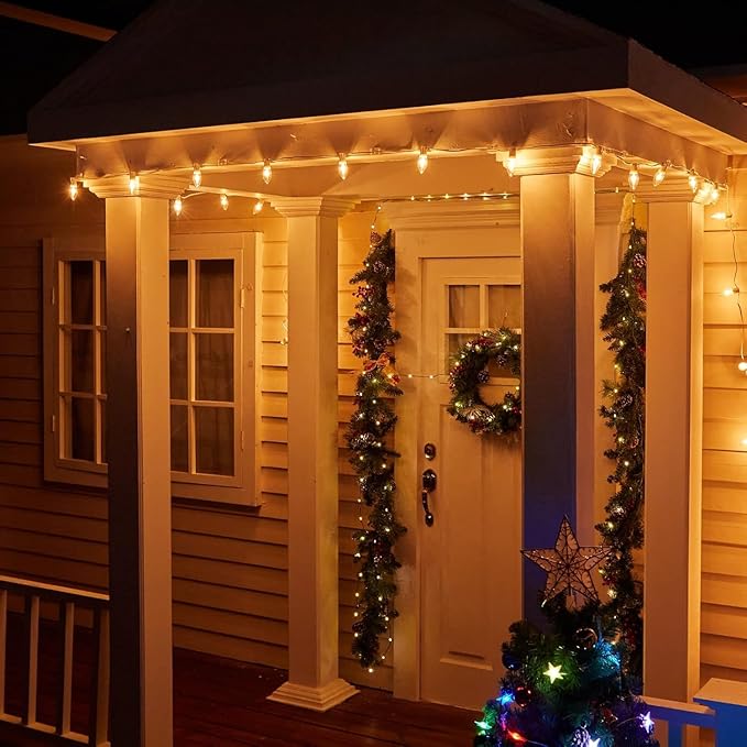 KGC C9 LED Replacement Christmas Lights Bulbs-0.6W Equivalent to 7W, Warm White 2200K, No Glass Shatterproof & Waterproof Plastic Bulbs, E17 Screw for Indoor Outdoor Patio String Lights 100 Pack
