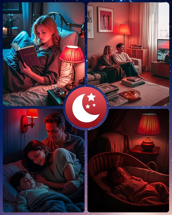 Neporal 3W 625nm Red Light Bulbs for Sleep, 100% Blue Light Blocking Bulb, Red Light Night Light for Melatonin Promoting, A19 40W Equivalent Dim Light Bulbs for Bedroom, Baby Nursery,1 Pack