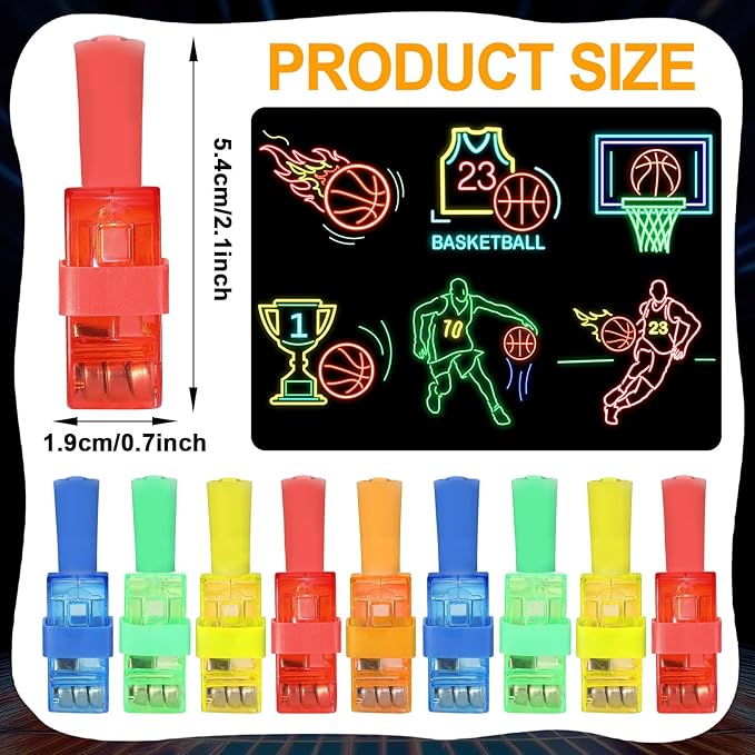 36Pcs Basketball Themed LED Finger Lights Basketball Party Favors Glow in the Dark Light Up Finger Lights Sport Themed Toys Bulk for Kids Sport Birthday Goodie Bags Stuffers Classroom Prizes Gifts