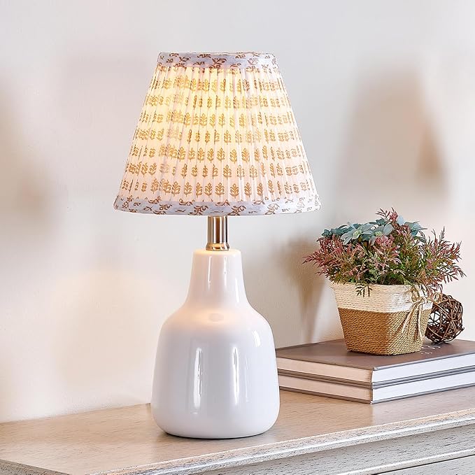 Uno Lamp Shade,Drum Pleated Lamp Shades 5" Top x 9" Bottom x 7" Slant Height,Barrel Small Replacement Lampshade (Uno Fitter), Fabric Lampshades Table lamp Shades Bottle Lamp Shade,1 Pack(Brown Floral)