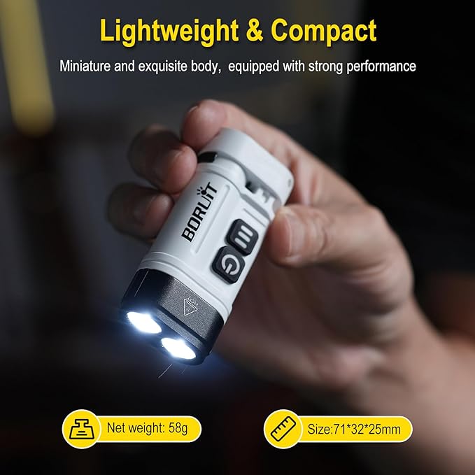 BORUIT U10 Small Flashlights Powerful, Mini EDC Flashlight AA Battery Powered, Bright Pocket Clip Flash Light with Red Blue Green Multicolor, Keychain, Magnetic, IPX4 Waterproof