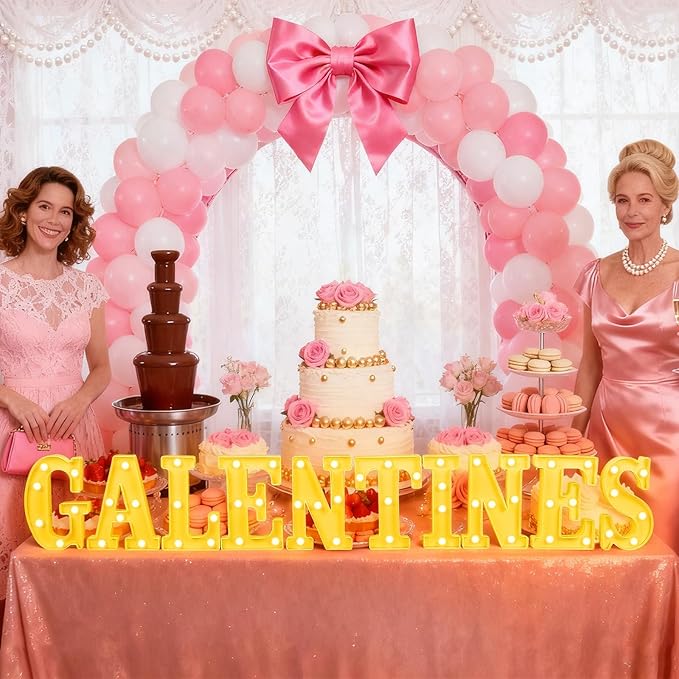 10 Pcs Galentine's Day Decorations 8.3 Inch Large LED Letter Lights Party Decor Table Centerpiece Battery Powered Galentines Day Table Decorations for Party Decor Gift