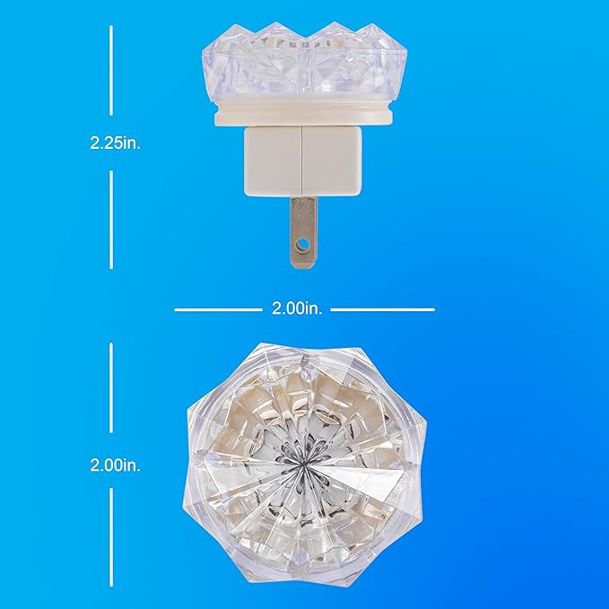GE SleepLite Jewel LED Night Light, Plug-in, Always on, Amber, UL-Certified, Energy Efficient, Ideal Nightlight for Bedroom, Bathroom, Nursery, Hallway, Kitchen, 11286, 2 Pack