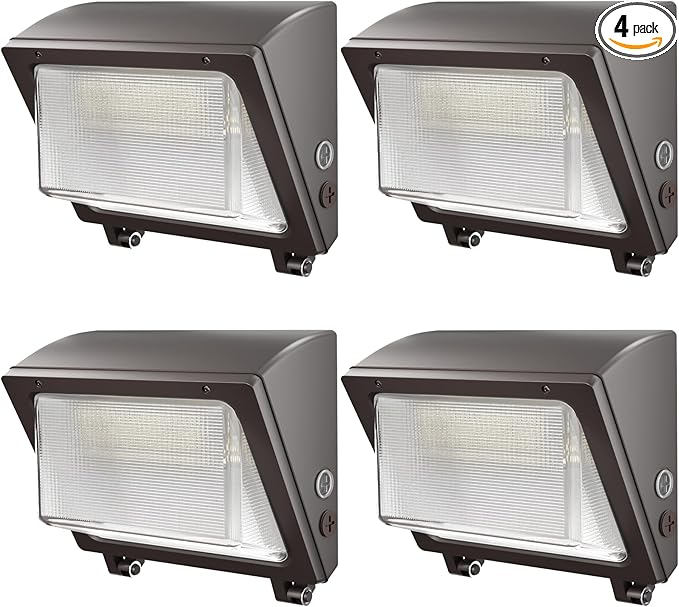 150W LED Wall Pack with Photocell Dusk to Dawn 5000K Waterproof Commercial Outdoor Light Fixture 22500lm 120-277V Equivalent,Energy Save Flood Lights for Building,Yard,Warehouse,Garage-4pack