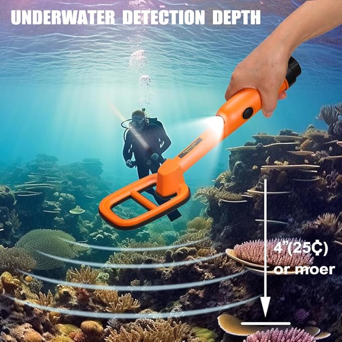 Underwater Metal Detector Submersive IP68 Fully Waterproof Metal Detector for Adults Under Water 100FT, Can detect All Metals with Large Coil, Accurate and Precise