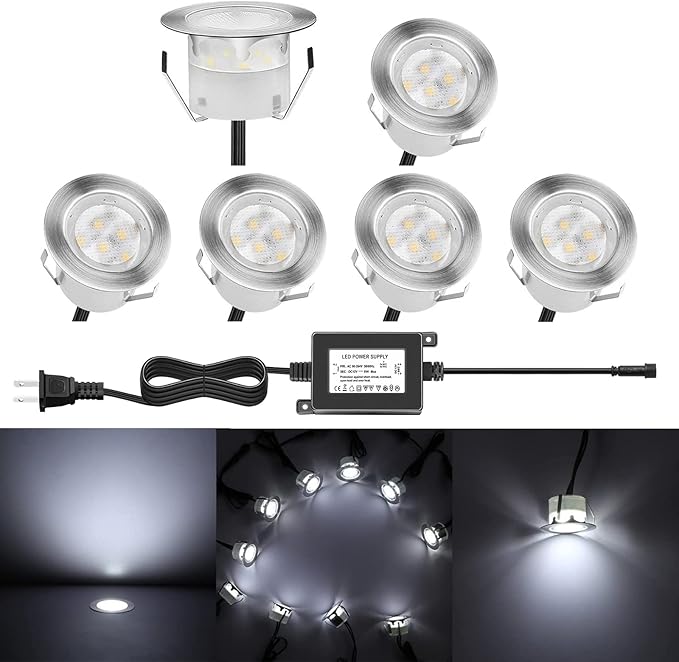 Deck Light, 6pcs LED Path Road Lights Marker Lighting,Waterproof Security Warning Lights for Outdoor Fence Patio Stud Yard Home Driveway Pathway Stairs Step Garden Lamp Cool White