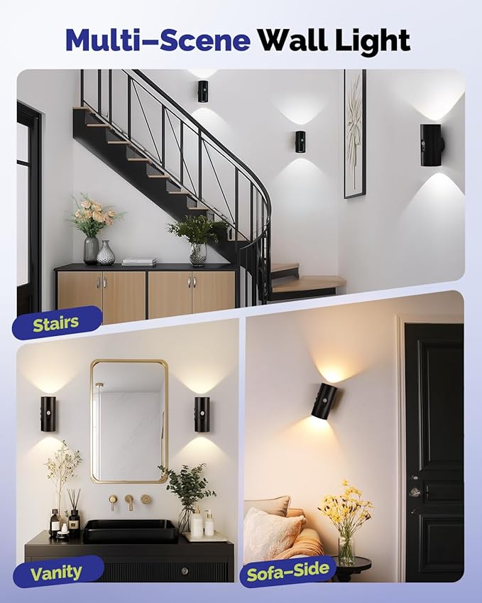4,000mAh Rechargeable Motion Sensor Wall Lights with Remote, Wireless Adhesive Wall Light, Magnetic Sconce Battery Powered, 3 Colors Cordless Wall Mounted Light Dimmable for Room, 2 Pack