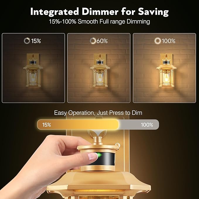 VIANIS Motion Sensor Exterior Lights for House, 2 Pack Dusk to Dawn Outdoor Lighting, Gold Outdoor Sconce Lantern, Waterproof, Weather Resistant Porch Lights Outside for House, Garage, Front Door