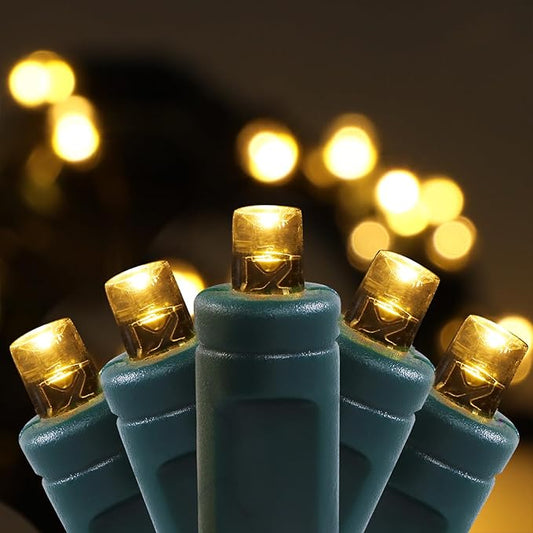 50 LED 5MM Warm White Christmas Lights, 17FT Indoor/Outdoor String Light, Mini Lights for Garden, Patio, Christmas Trees - Green Wire, Commercial Grade, UL Listed