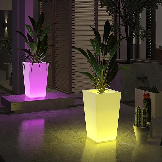 LED Vase Night Light,30-in Rechargeable LED Planter Light w/Remote,16 Colors & 4 Modes Cordless Flower Pot,Waterproof & Sturdy Floor Mood Lamp for Living Room Bedroom Yard Wedding Party Decor